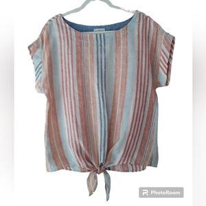 LL Bean Signature Size Small 100% Linen Blousen Top